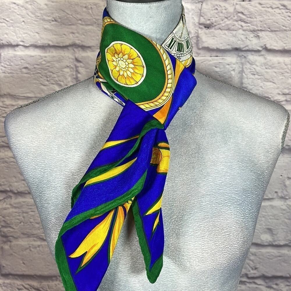 Vintage Alfred Sung silk clock scarf
